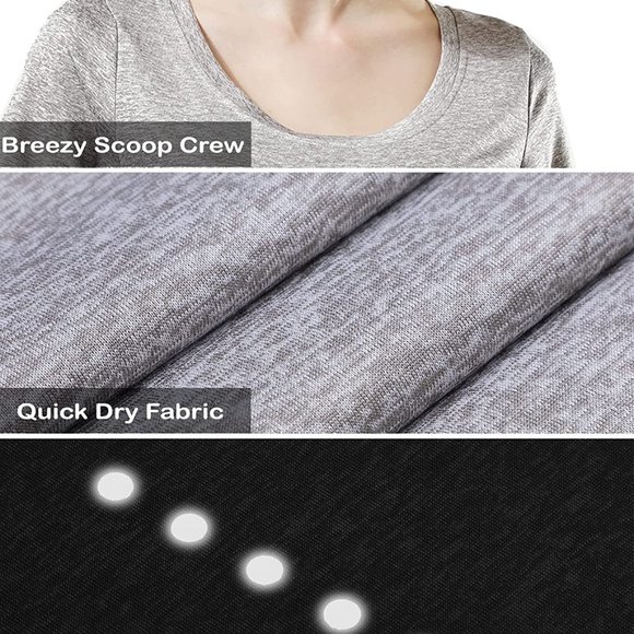 5 Pack: New Women's Dry Fit Tech Stretch Active Short Sleeve Scoop Crew Neck - Picture 3 of 5
